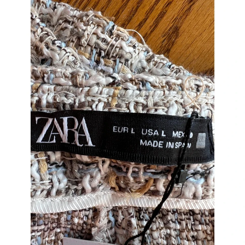 Zara Women Multi Color Tweed Skort Mini Skirt Shorts Size Large New